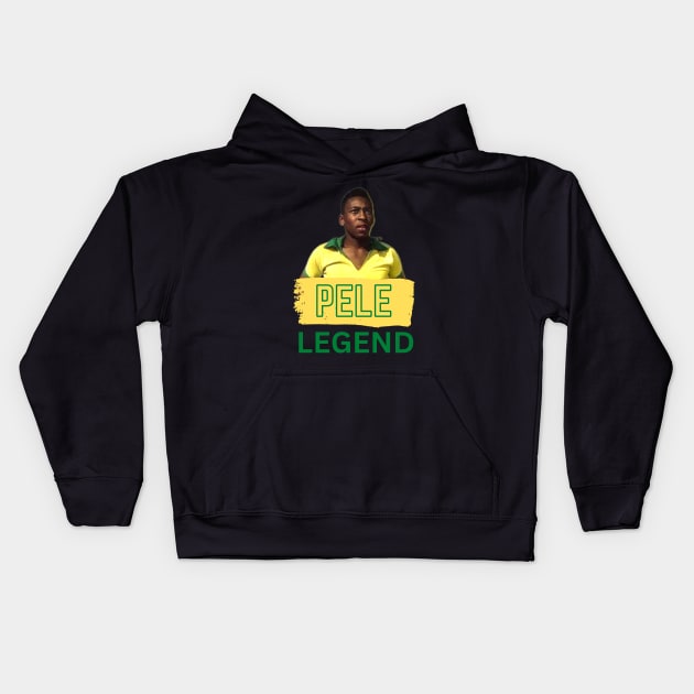 Pele Football Legend Soccer Star Apparel Kids Hoodie by Museflash